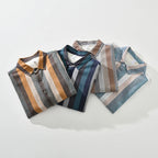 2436 Striped Linen Shirt for Men Spring Summer Fashion Long Sleeve Loose Fit Vintage Lapel Blouse Business Casual Daily Top Male 1