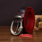 3.3cm Belt Fashion Men's Luxury Designer Cowskin Belts for Jeans Genuine Leather Strap Copper Buckle Cummerbunds Ceinture Homme 0