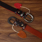 3.3cm Belt Fashion Men's Luxury Designer Cowskin Belts for Jeans Genuine Leather Strap Copper Buckle Cummerbunds Ceinture Homme 2