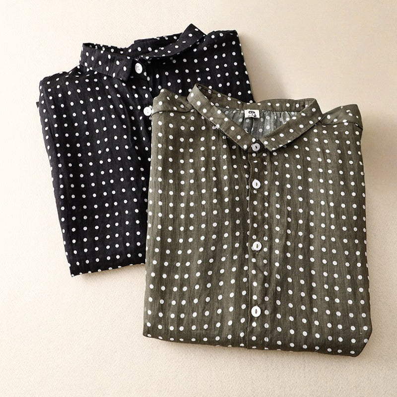 Ariana Polka Dot Linen Blouse 2
