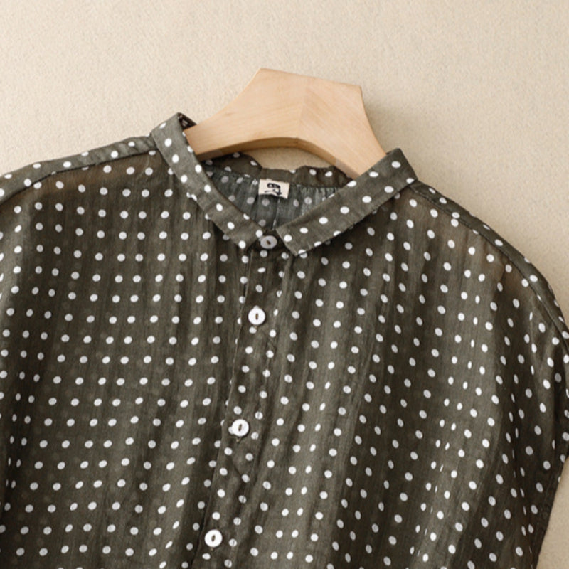 Ariana Polka Dot Linen Blouse 3
