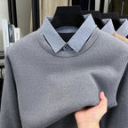 Aveline Layered Knit Sweater with Faux-Shirt Collar 1