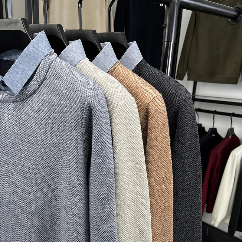 Aveline Layered Knit Sweater with Faux-Shirt Collar 5