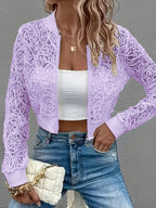 “Celeste Lace-Trimmed Cropped Bomber Jacket” 9