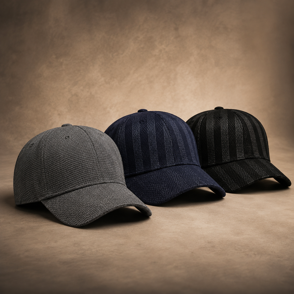 Palermo Plaid Cap colourway range in grey, navy and black