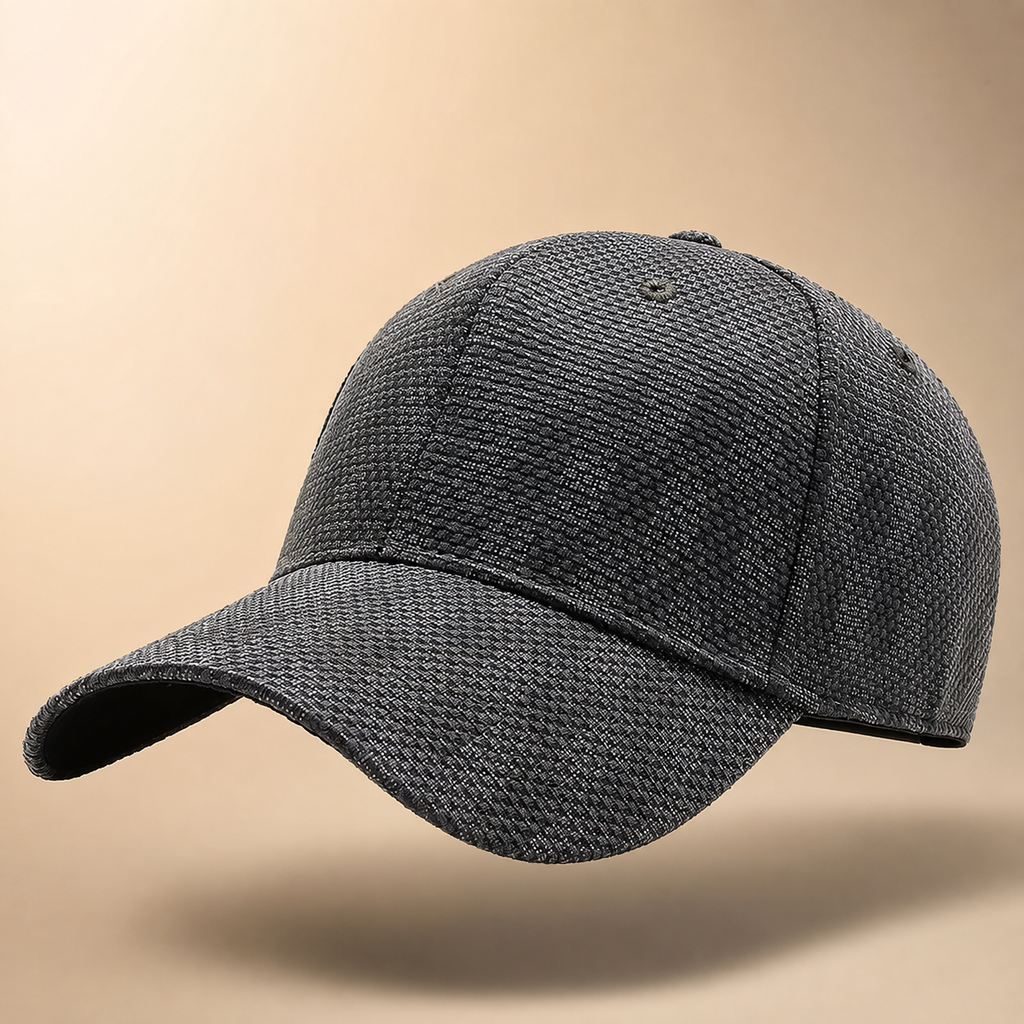 Palermo Plaid Cap in grey cotton-acrylic plaid, side profile