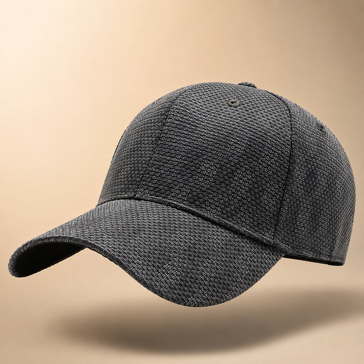 Palermo Plaid Cap in grey cotton-acrylic plaid, side profile