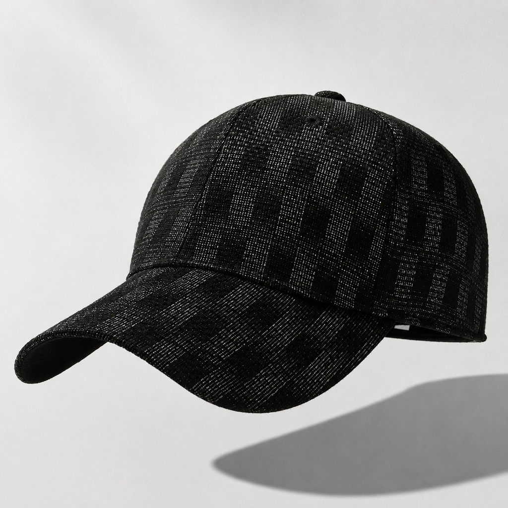 Palermo Plaid Cap in black with structured crown and plaid weave