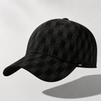 Palermo Plaid Cap in black with structured crown and plaid weave