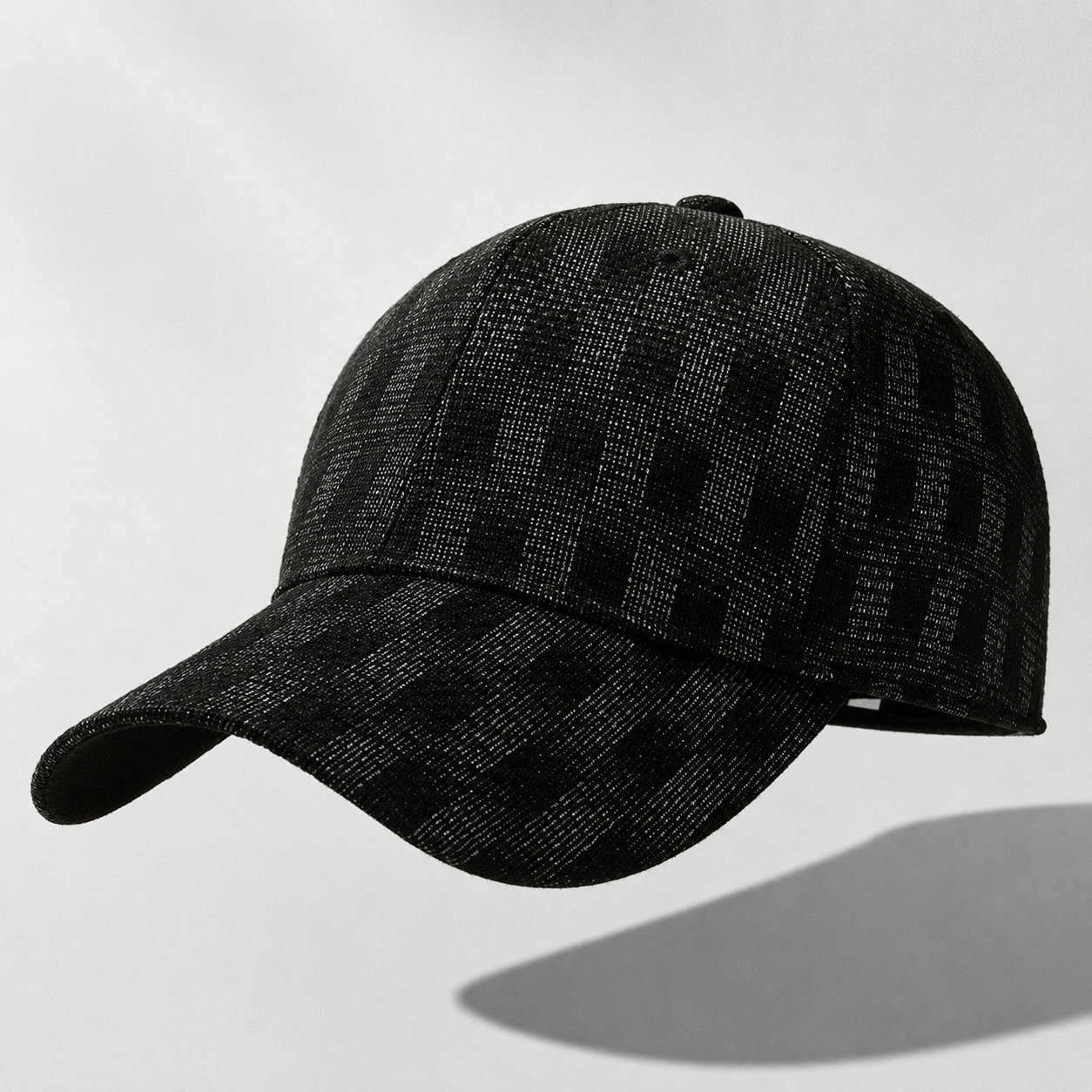 Palermo Plaid Cap in black with structured crown and plaid weave