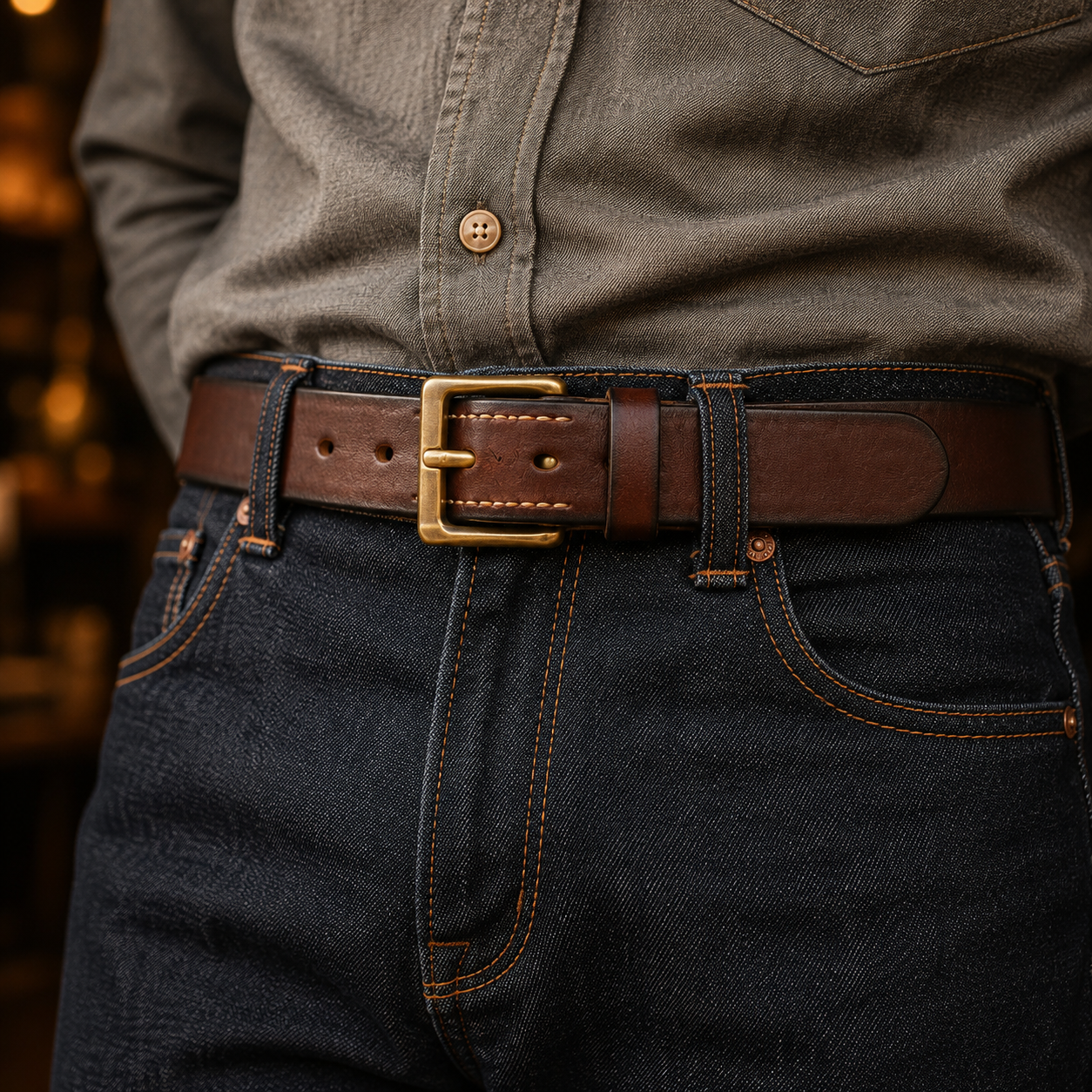 Ashford Brass Leather Belt