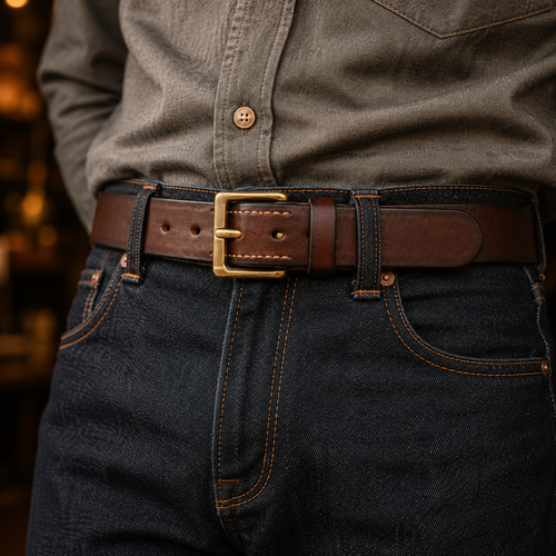 Ashford Brass Leather Belt