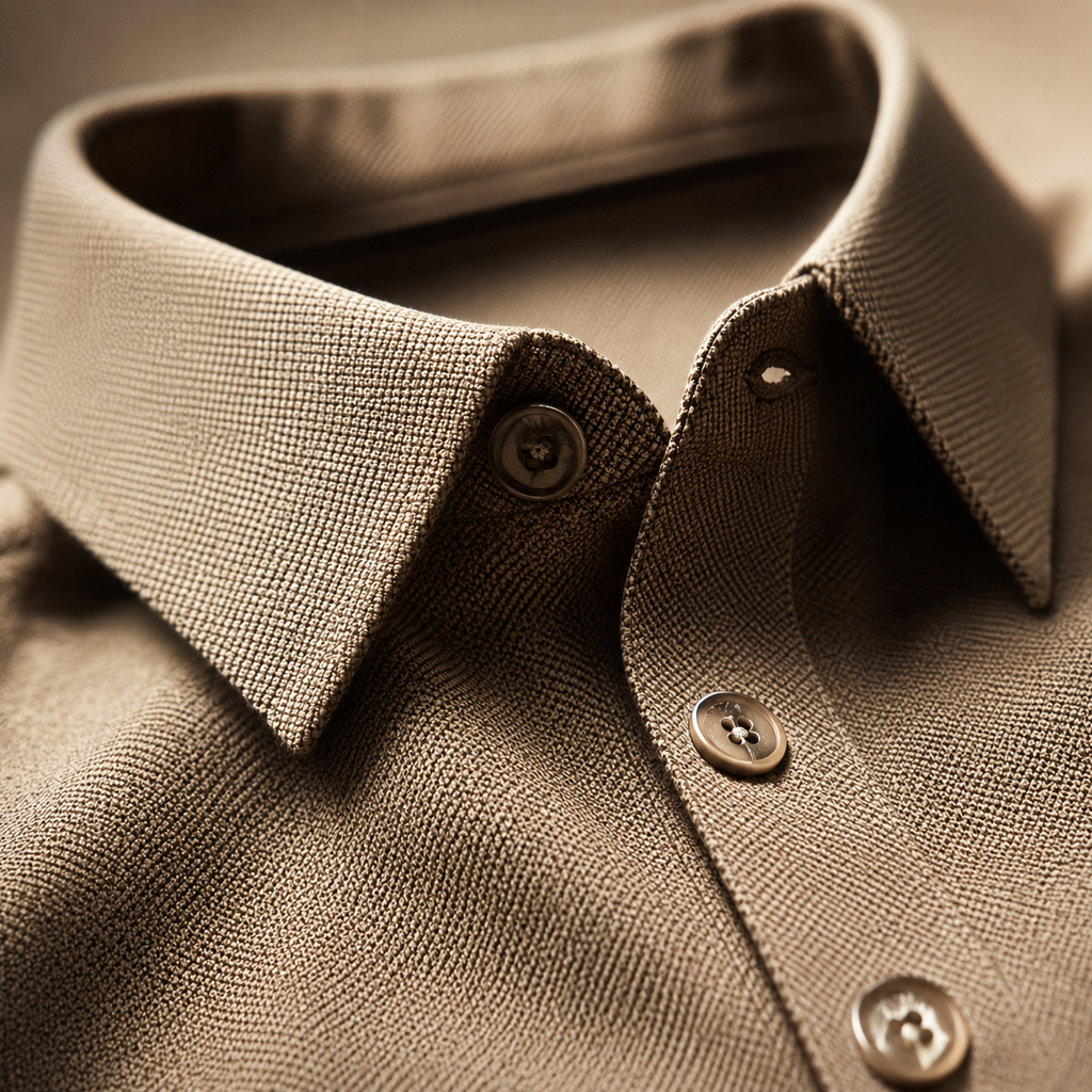 Adriano Premium Silk Polo collar detail