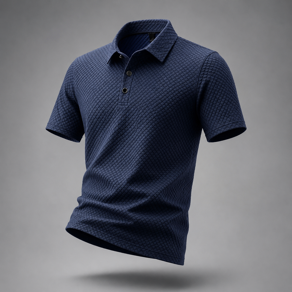 Raso Silk-Blend Polo in navy, front