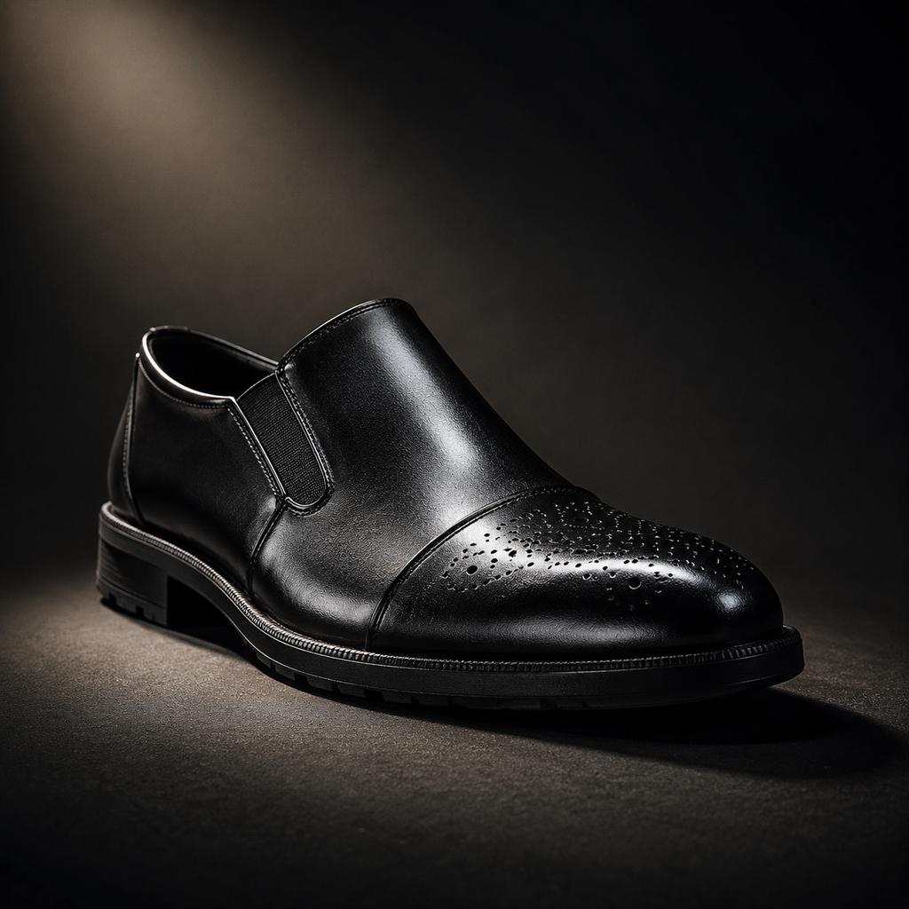 Lucca Cap-Toe Brogue Loafer in black
