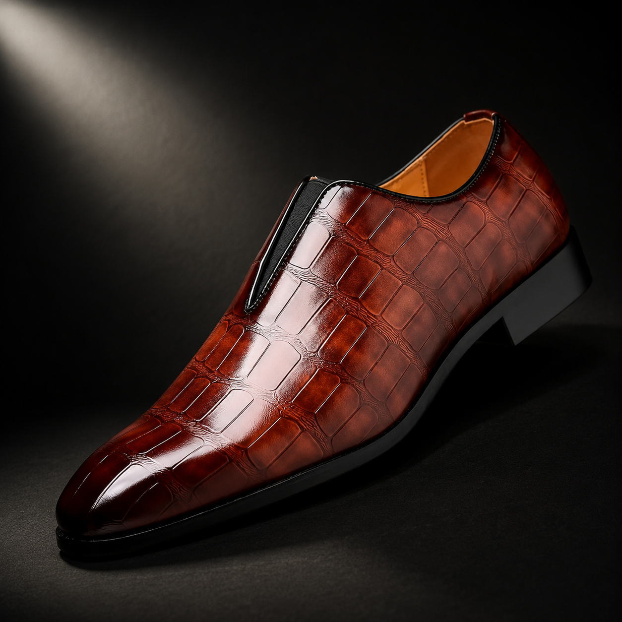Sevilla Croc-Embossed Loafer in cognac