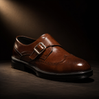 Sarto Wingtip Monk-Strap Shoe in brown