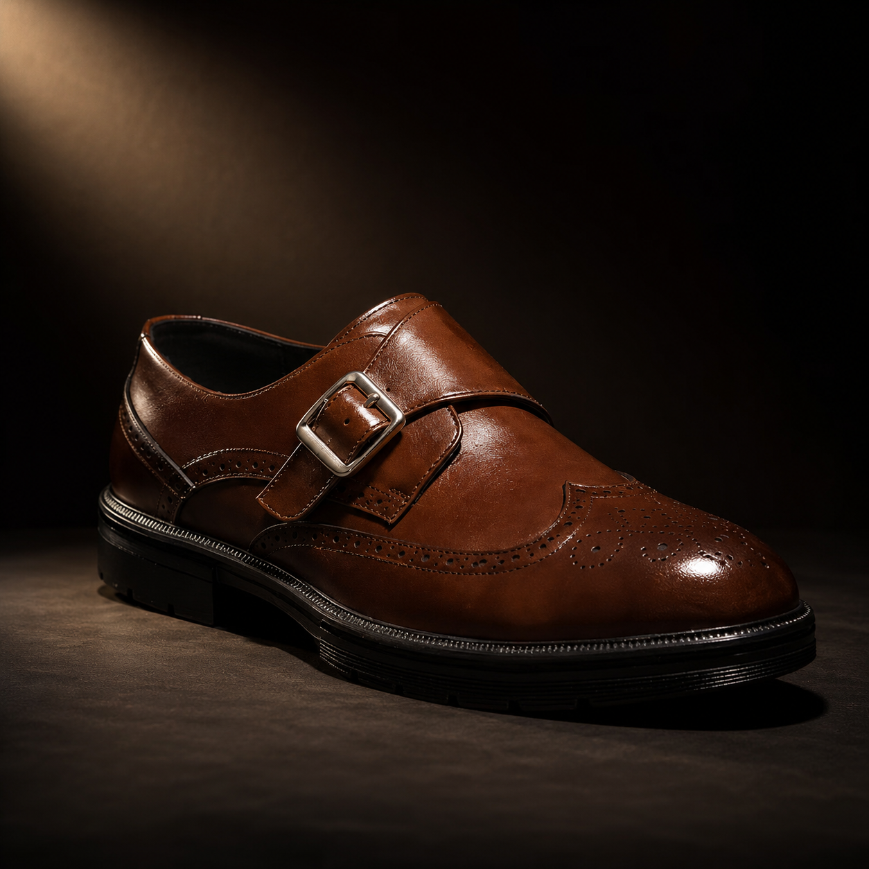 Sarto Wingtip Monk-Strap Shoe in brown