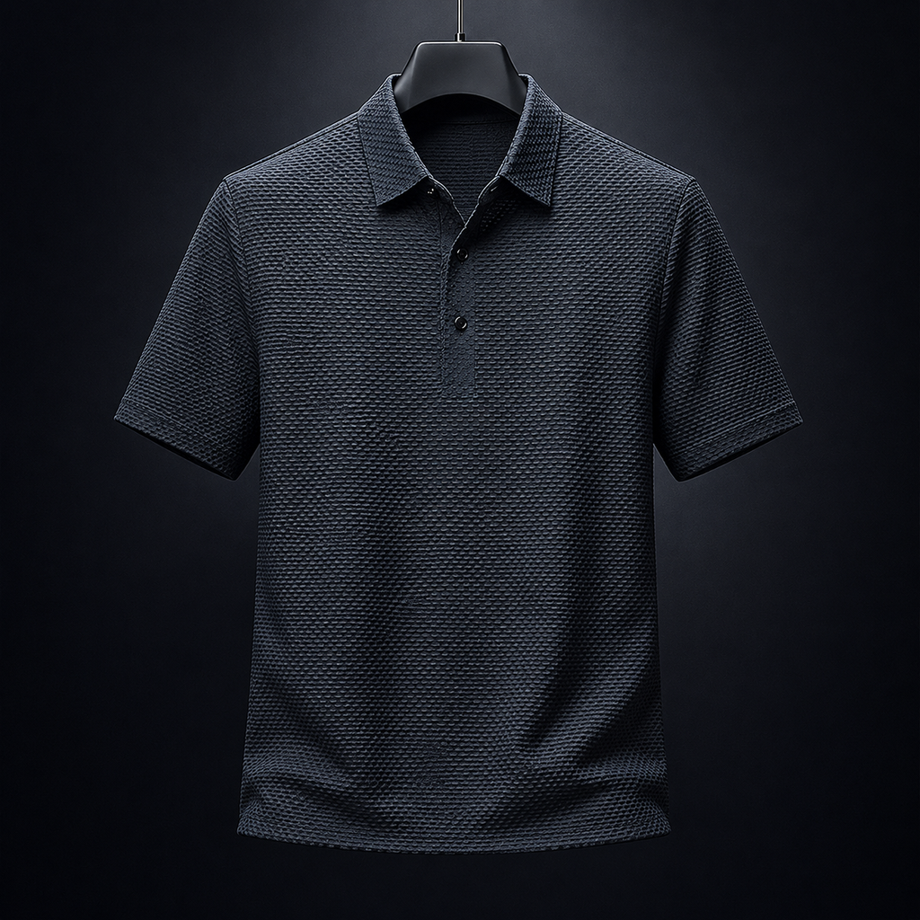 Giulio Waffle-Knit Polo in navy