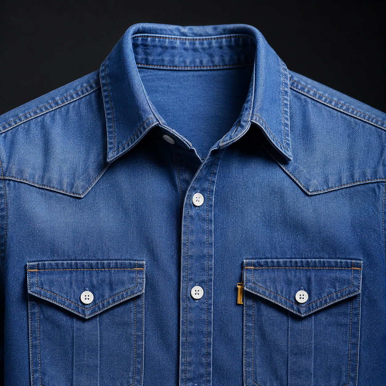 Cesare denim western collar detail