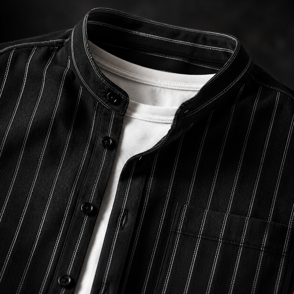 Carlo pinstripe band collar detail