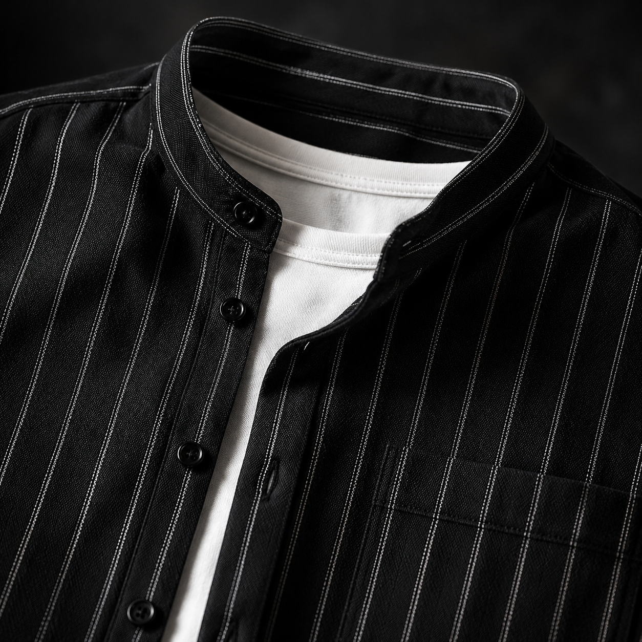 Carlo pinstripe band collar detail