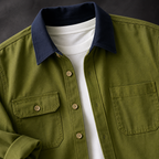 Franco contrast collar and pocket detail