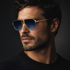 Amalfi UV400 Aviator Sunglasses worn on model