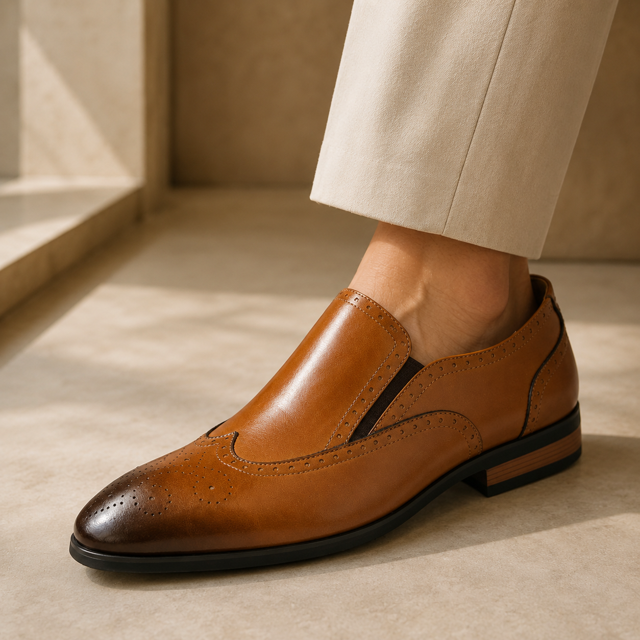 Emilio Brogue Leather Loafer