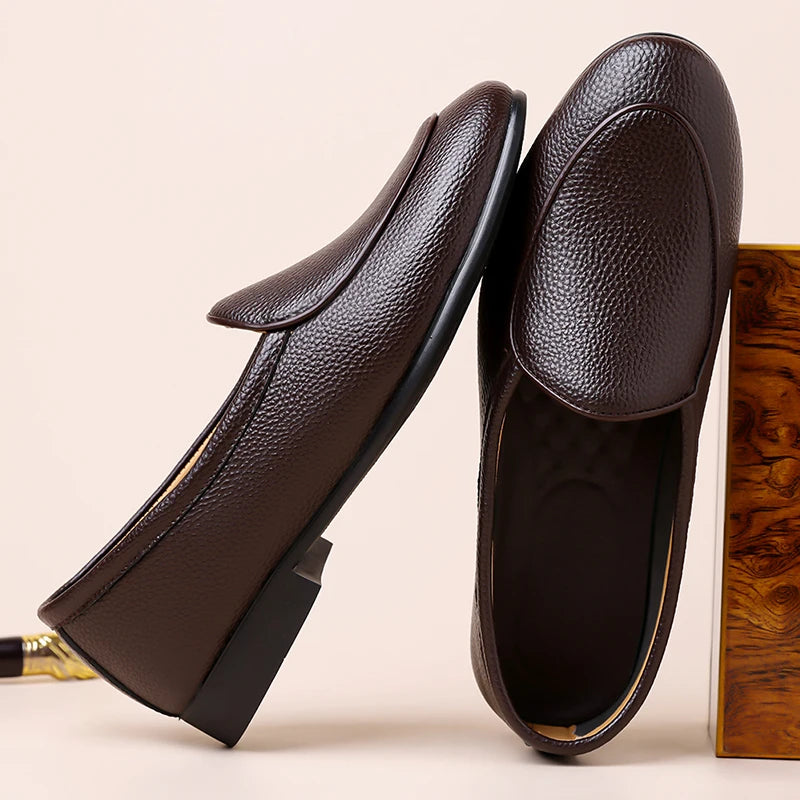 Fashion Mens Penny Loafers Leather Business Casual Shoes Breathable Man Slip on Flats Comfortable Office Driving Shoes Moccasins 0