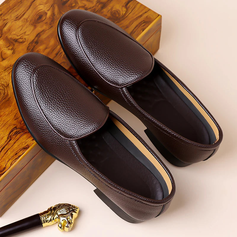 Fashion Mens Penny Loafers Leather Business Casual Shoes Breathable Man Slip on Flats Comfortable Office Driving Shoes Moccasins 1