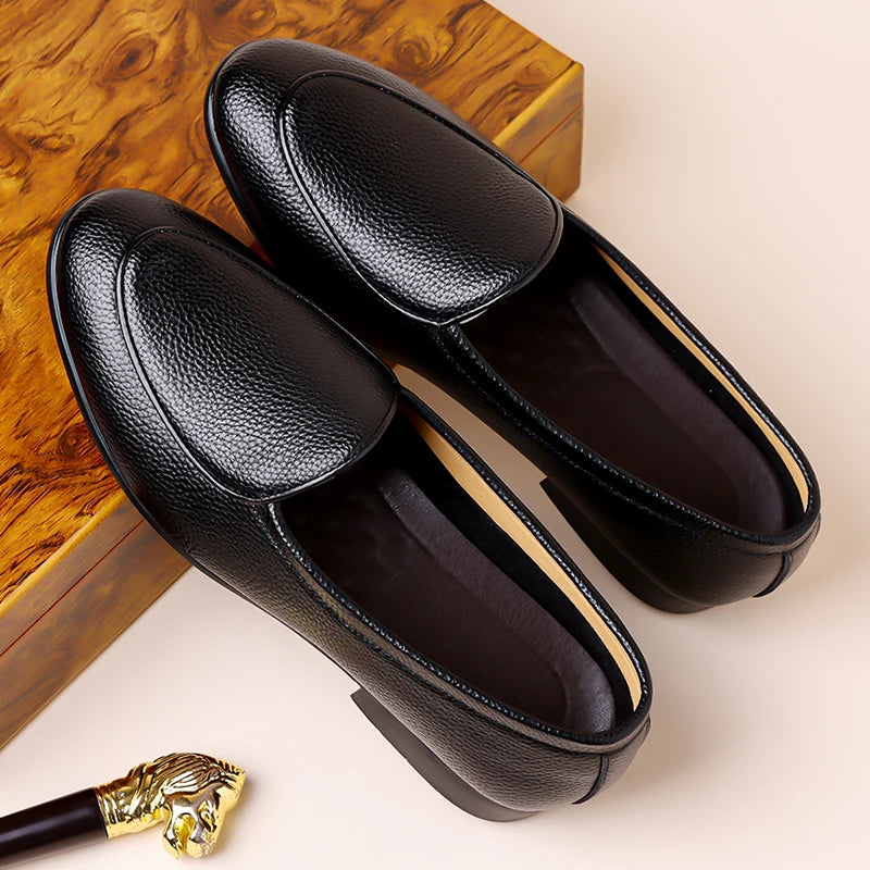 Fashion Mens Penny Loafers Leather Business Casual Shoes Breathable Man Slip on Flats Comfortable Office Driving Shoes Moccasins 4