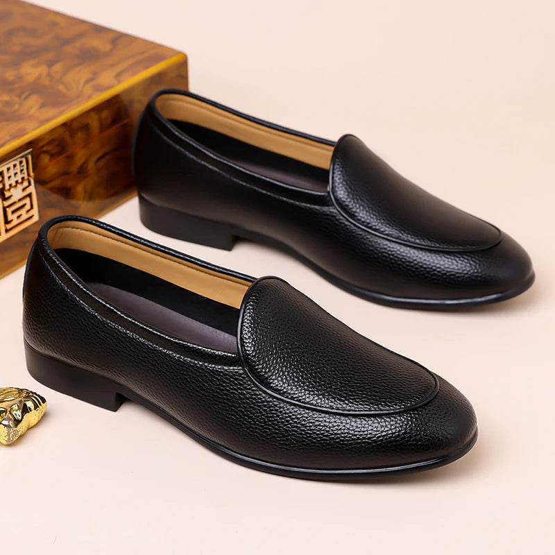 Fashion Mens Penny Loafers Leather Business Casual Shoes Breathable Man Slip on Flats Comfortable Office Driving Shoes Moccasins 5