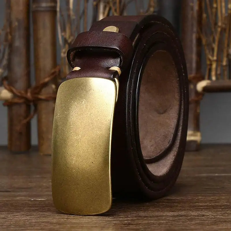 Forged Brass Buckle Leather Belt 1