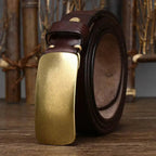 Forged Brass Buckle Leather Belt 1