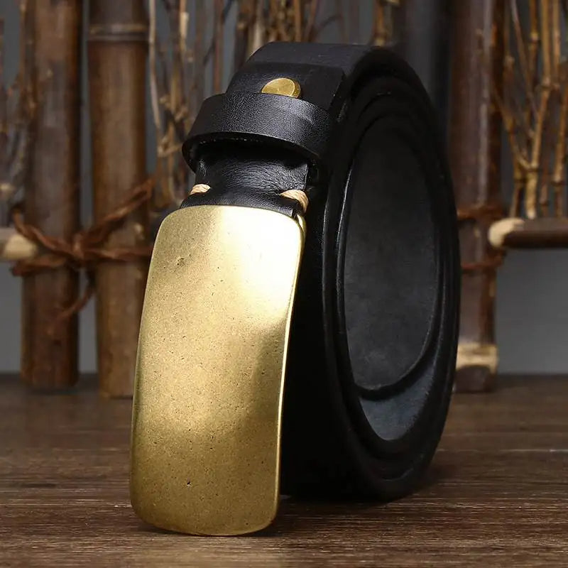 Forged Brass Buckle Leather Belt 2
