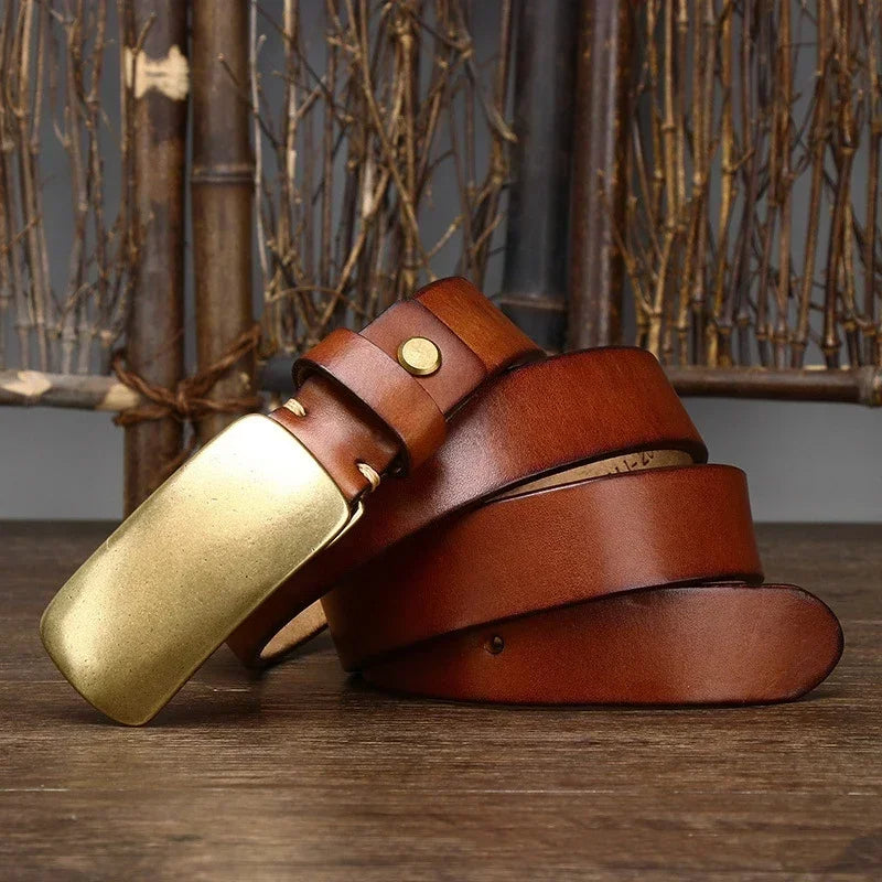Forged Brass Buckle Leather Belt 3