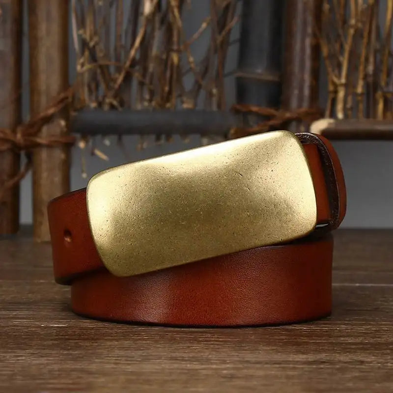 Forged Brass Buckle Leather Belt 4