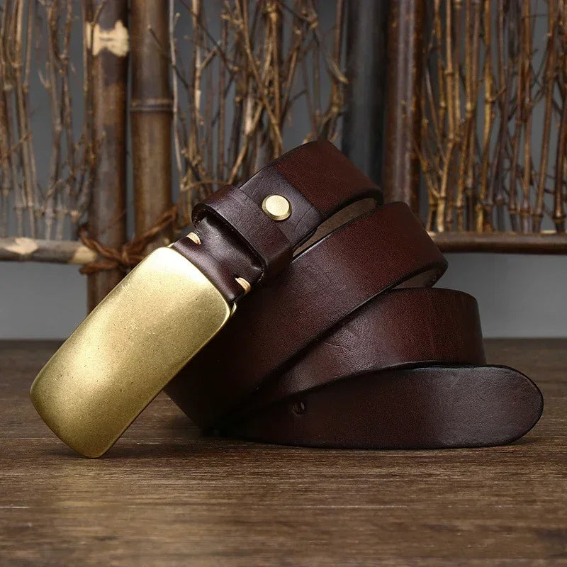 Forged Brass Buckle Leather Belt 5