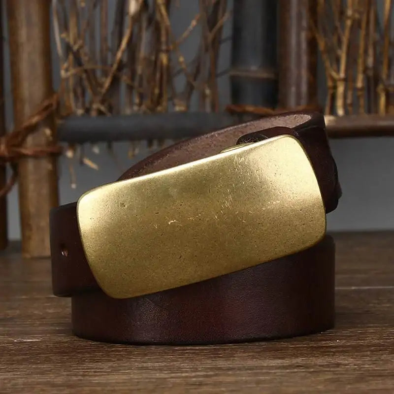 Forged Brass Buckle Leather Belt 6