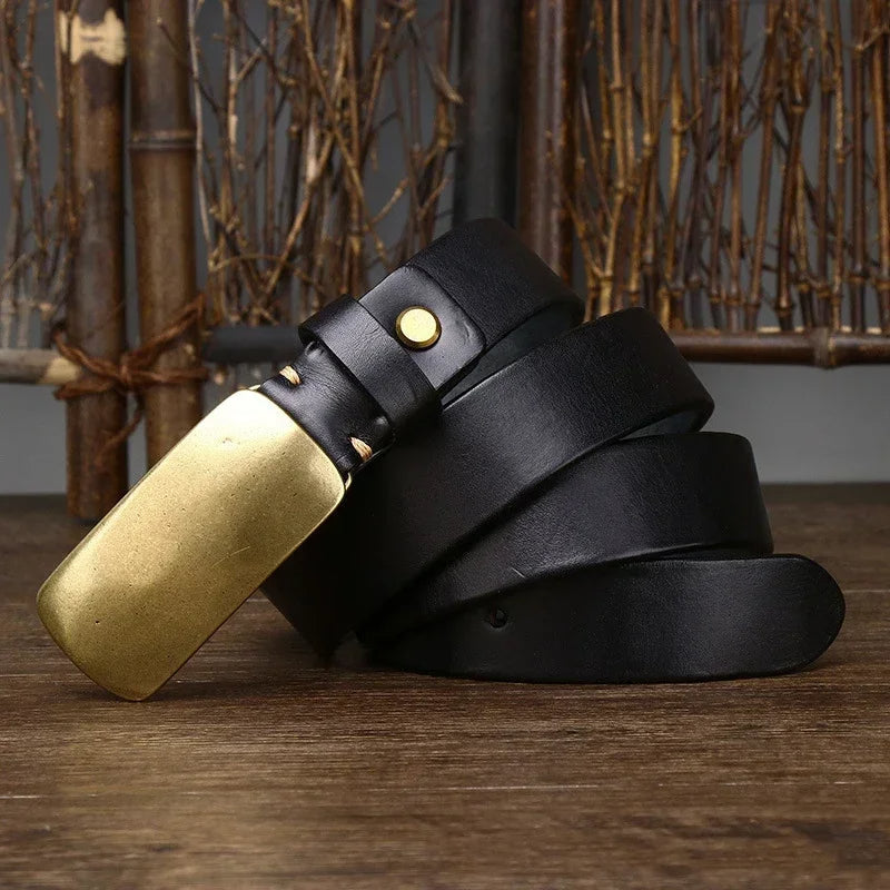 Forged Brass Buckle Leather Belt 7