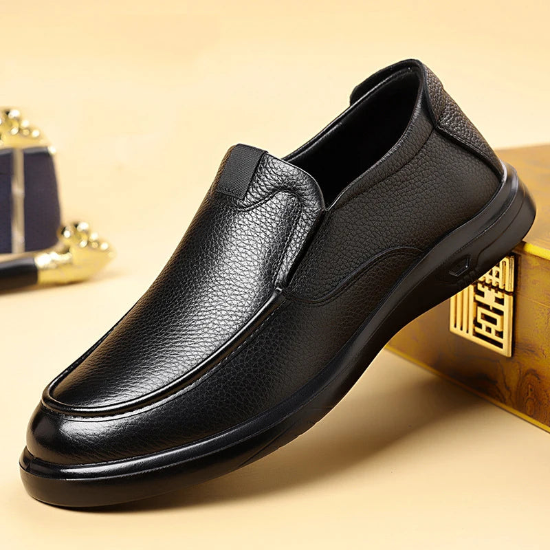 New First-layer Cowhide Casual Leather Shoes Men's Genuine Leather and Breathable New Business Men's Soft-soled Comfortable Shoe 7