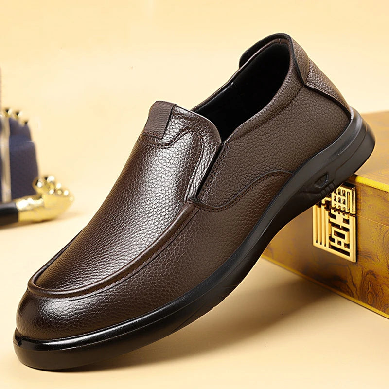 New First-layer Cowhide Casual Leather Shoes Men's Genuine Leather and Breathable New Business Men's Soft-soled Comfortable Shoe 6