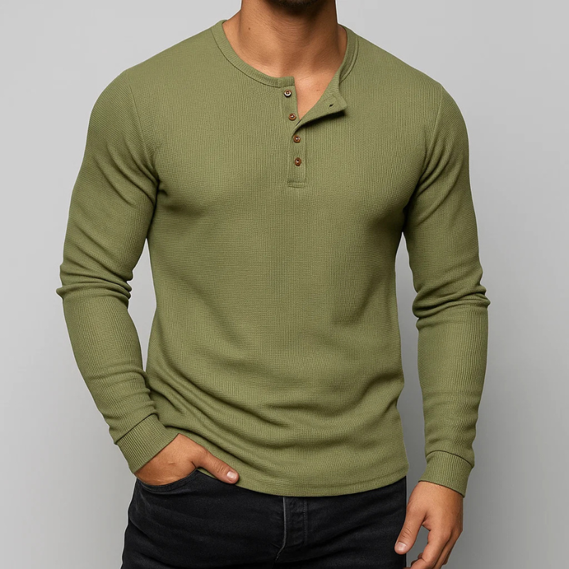 Harrison Tailored Waffle Knit Long Sleeve Shirt 1