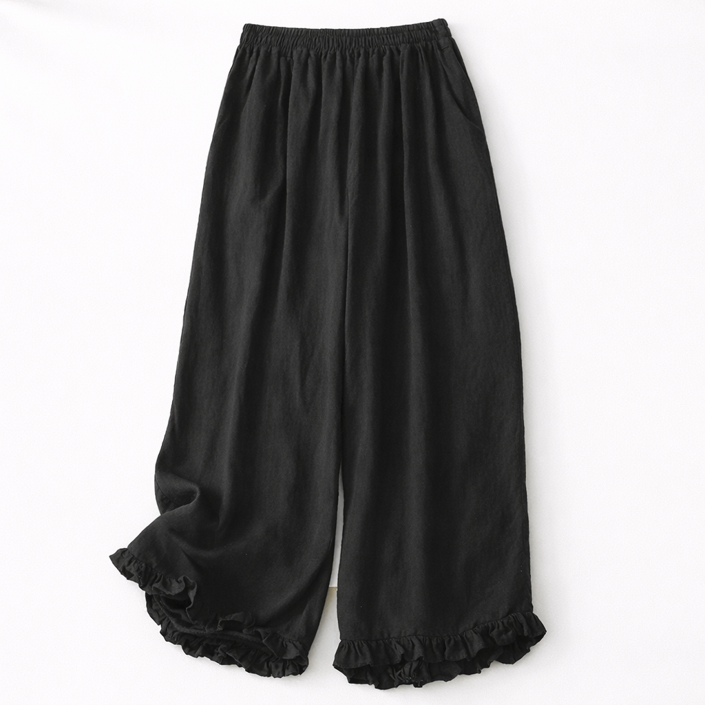Isla Cotton Linen Ruffle Pants 0