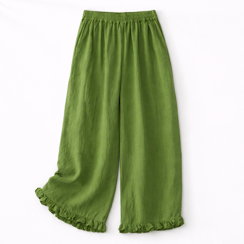 Isla Cotton Linen Ruffle Pants 1