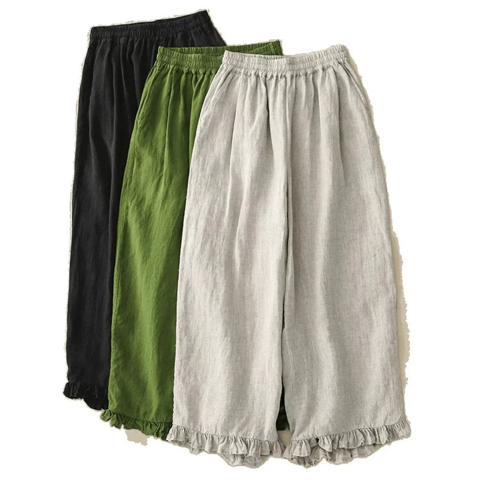 Isla Cotton Linen Ruffle Pants 3