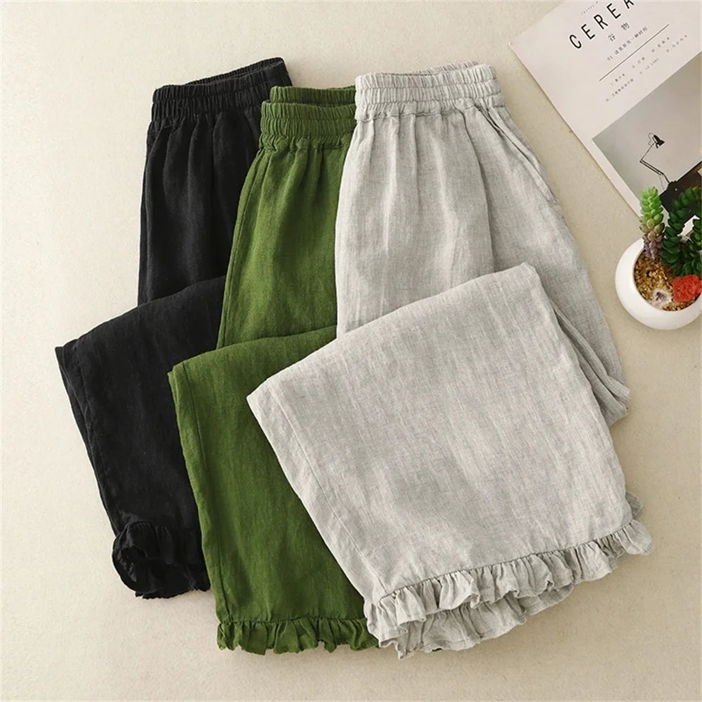 Isla Cotton Linen Ruffle Pants 4