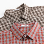 Loose Men's Summer Short Sleeve Shirt Japanese Style Plaid Casual Versatile Youth Trendy Crow Footprint Pattern Breathable Ma... 2