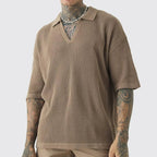 Luca Textured Cotton Blend Polo Shirt 0
